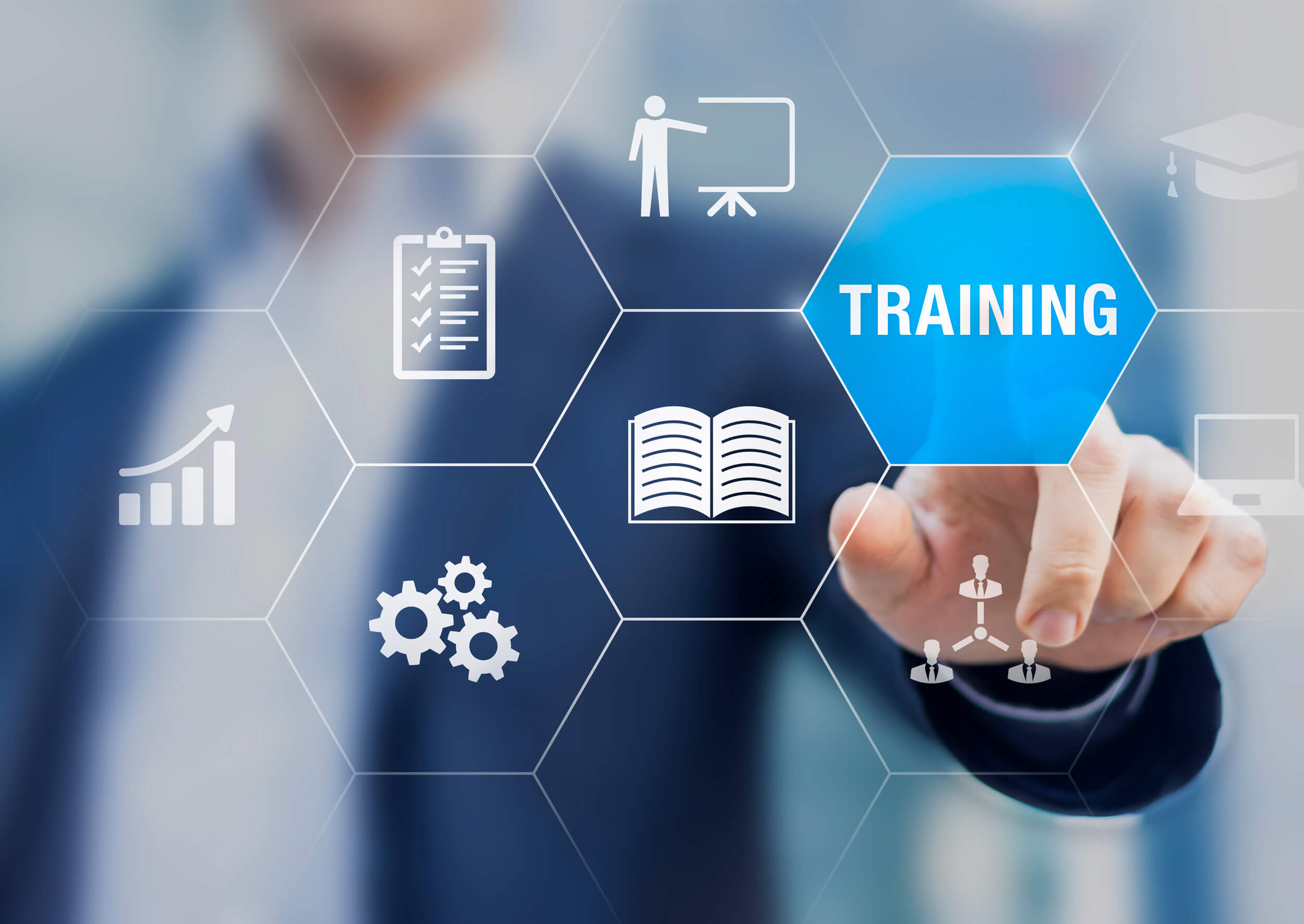 Eine Auswahl an Symbolen für Reportingstatistik und Trainingsmodule für Microsoft Programme